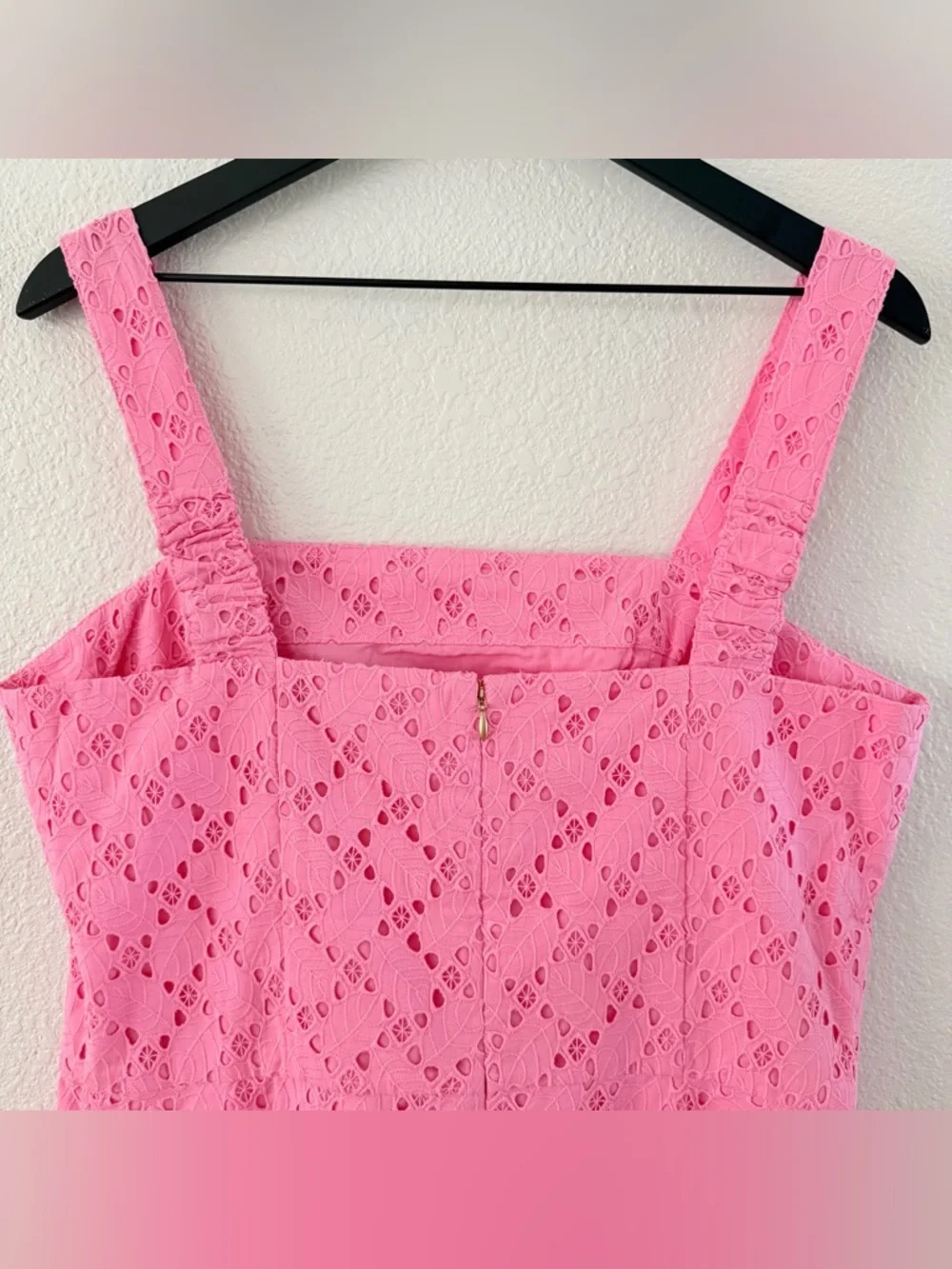 Draper James Women's Embroidered Sleeveless‎ Mini Sachet Pink Eyelet Dress Sz 12